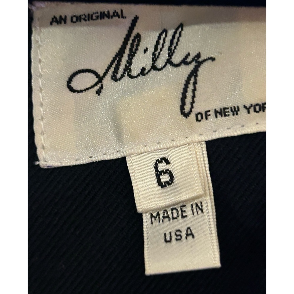 Milly Little Black Lightweight Wool Dress with Square Neck Pleated Detail Size 6 - Picture 9 of 9